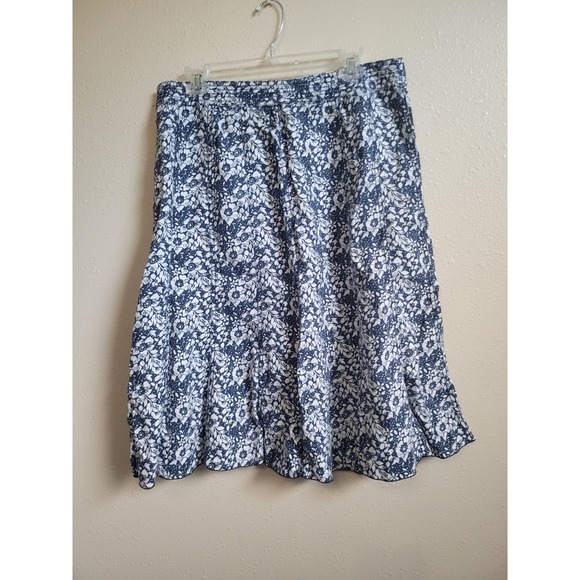 Liz Claiborne Dresses & Skirts - Liz Claiborne Women's Blue‎ & White Floral Midi  100% Linen Skirt Size 10
